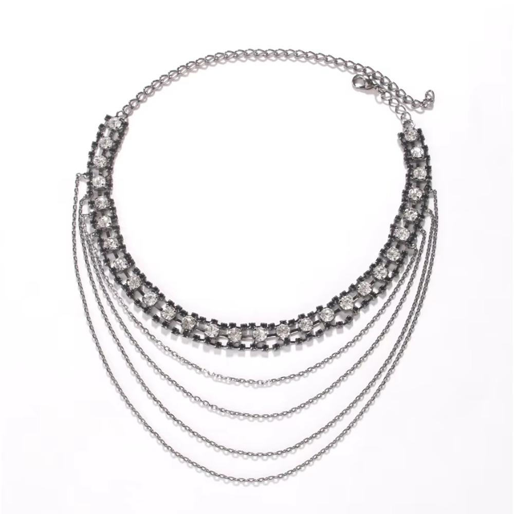 Black Rhinestone Layered Shoulder Chain - Picture 5 of 6